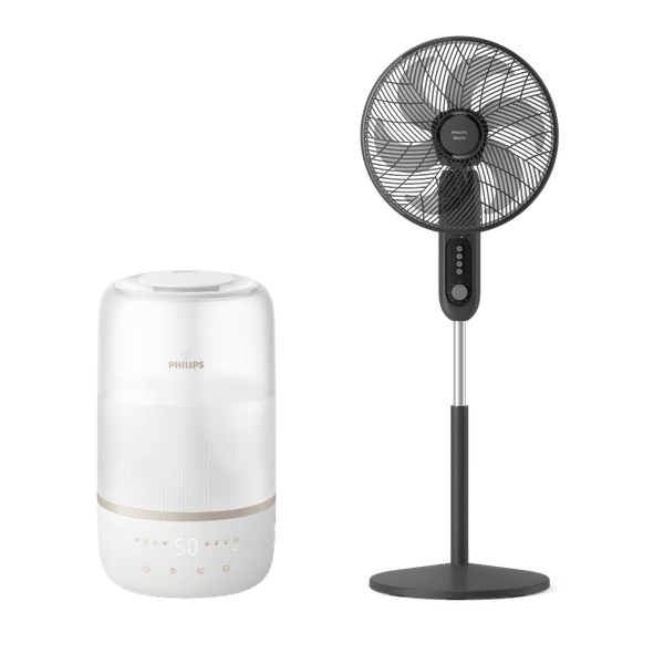 Umidificador de Ar Ultrassônico Conectado + Ventilador de Coluna